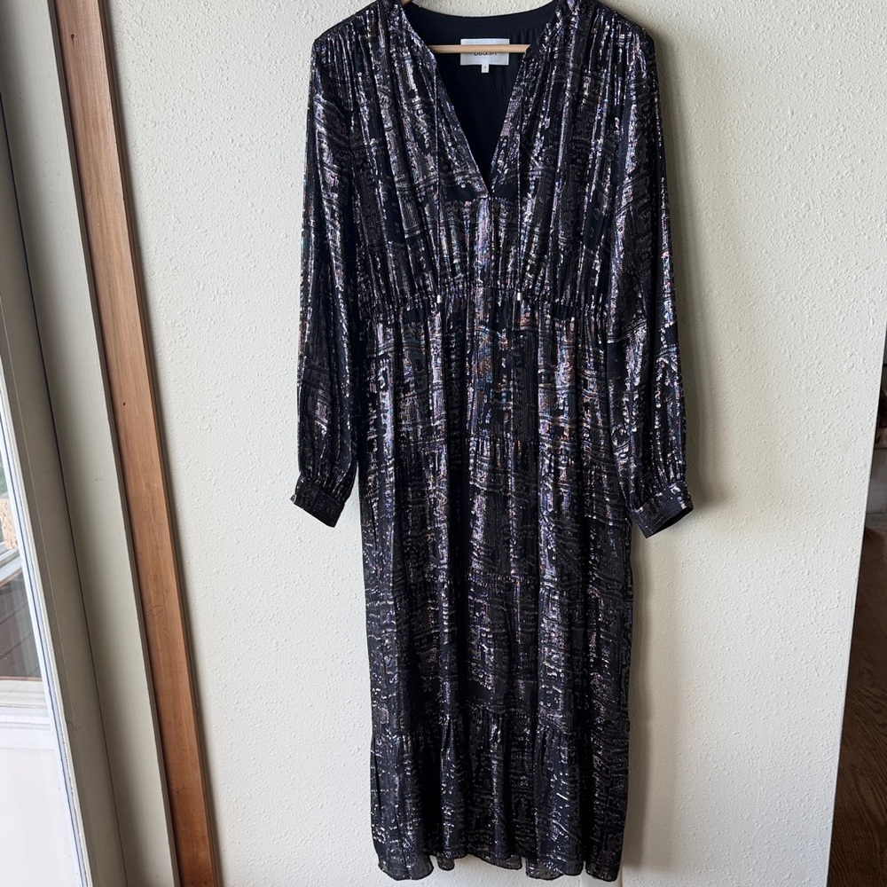 ba&sh Black Metallic Long Sleeve Dress